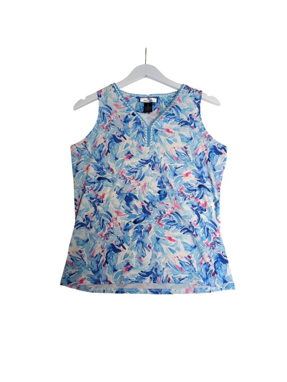 Island Collection Stella Parker Blue Multi Tank Top Size S Beach Pickleball Tenn - Picture 2 of 10